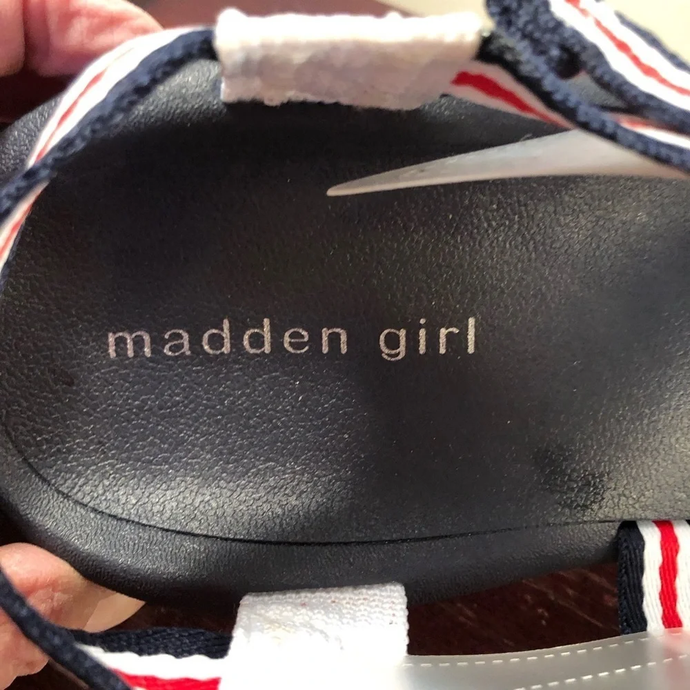Madden Girl Women's Strappy Casual Sandals Red/White/Blue Size 9 NWT